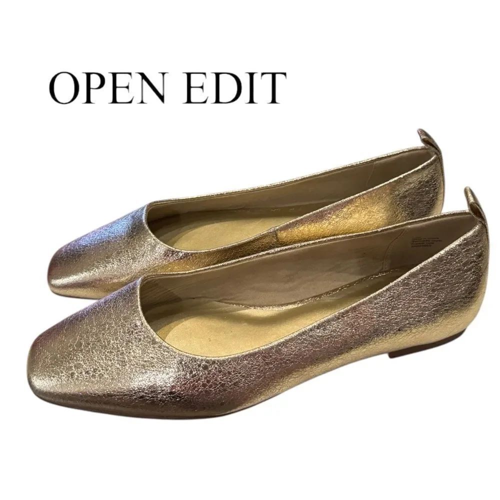 Open Edit Nordstrom Metallic Gold Women's Slip-On Flats 7.5